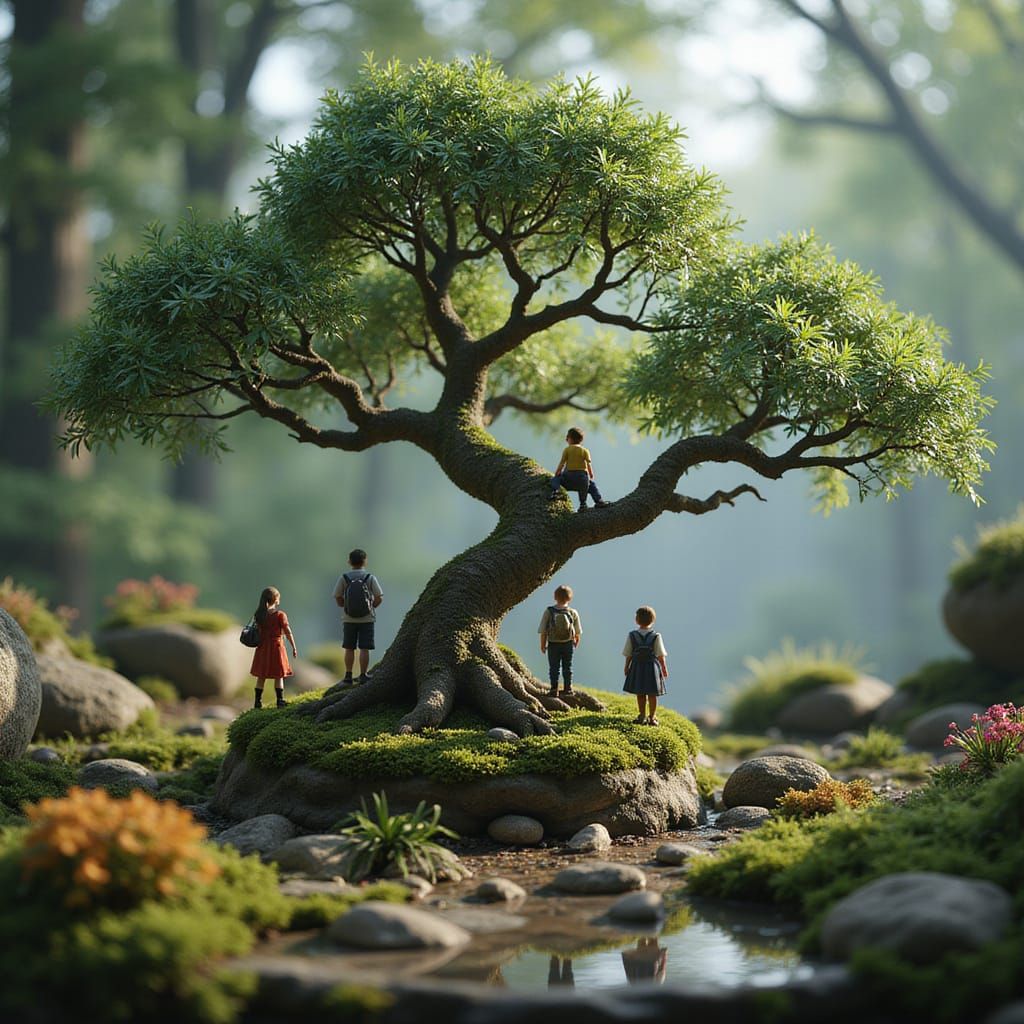 Whimsical Terrarium World in Vibrant Color