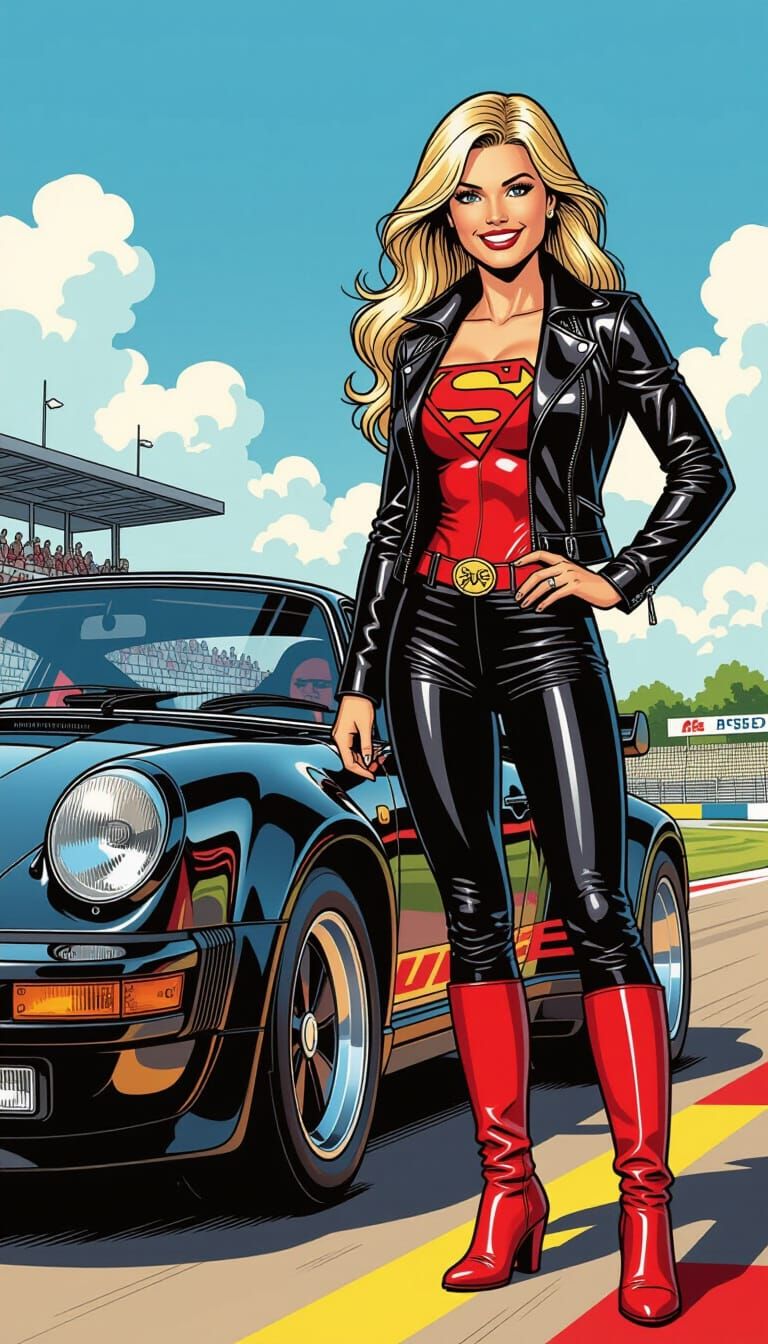 Supergirl at Le Mans: Comic Book Art