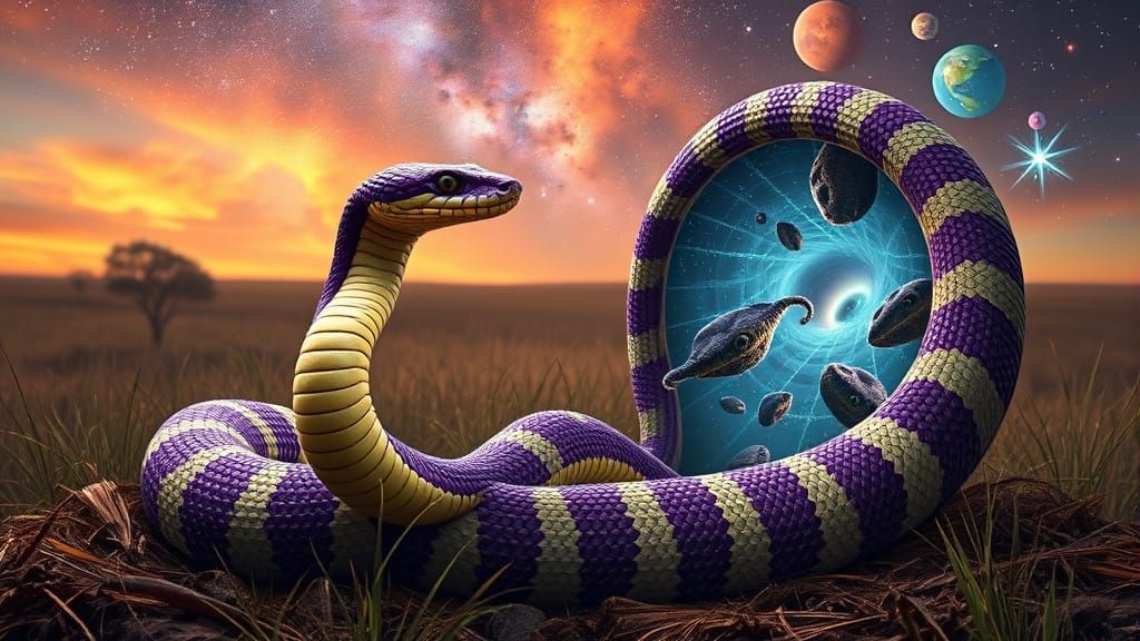Surreal Savannah Serpent Unveils Cosmic Vortex