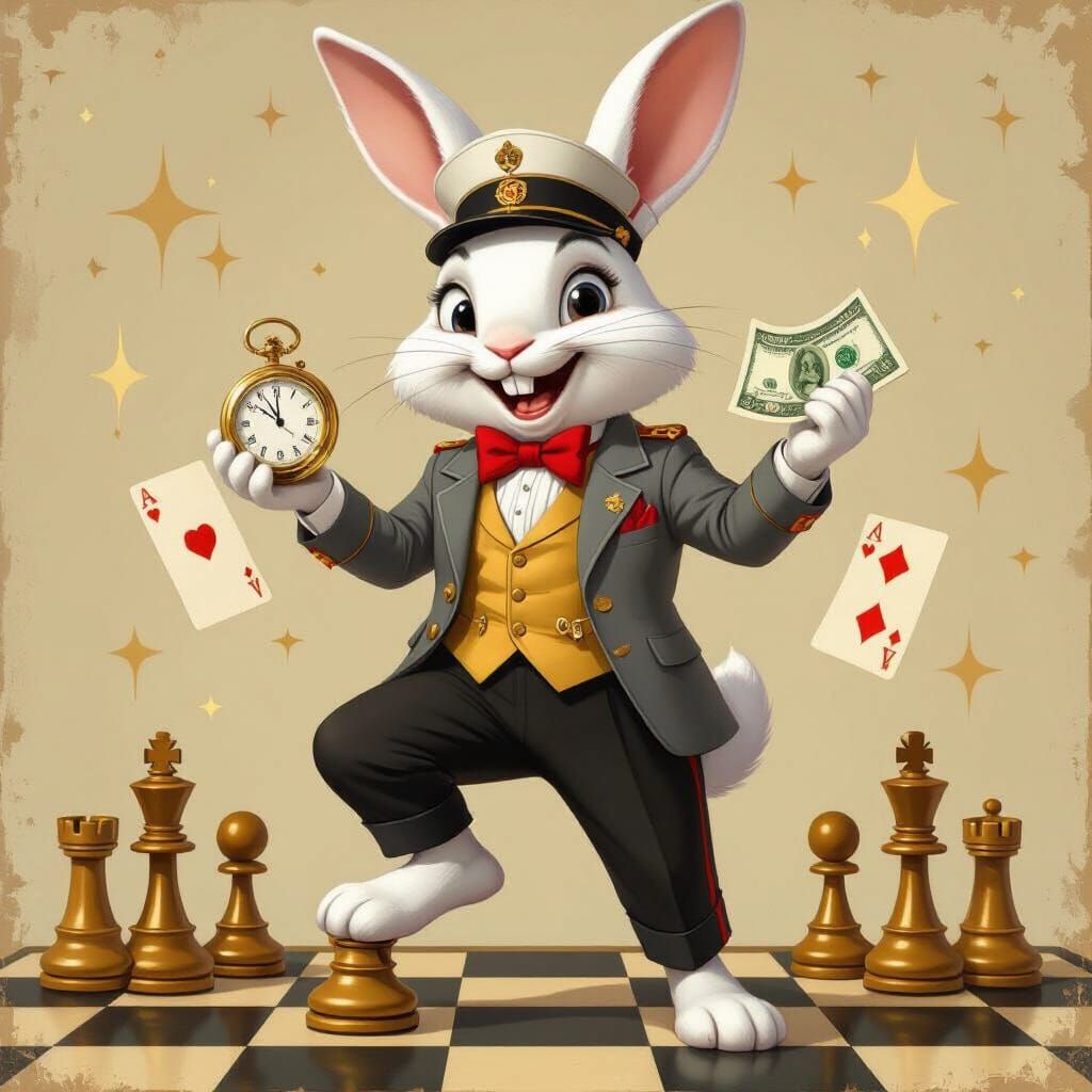 Rabbit as Soviet Policeman in Surreal Style