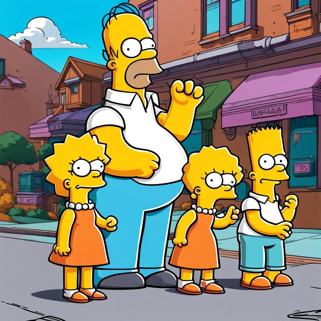Hyperrealistic Simpson's Character Splash Art