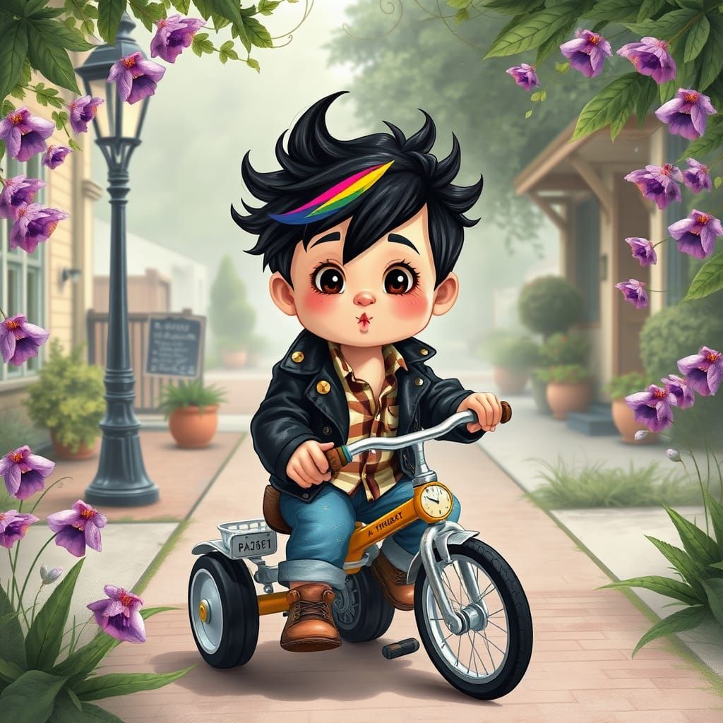 Whimsical Rockabilly Baby Rides Vintage Tricycle