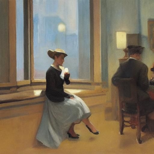 Melancholy in a Cafe: Post-Impressionist Style