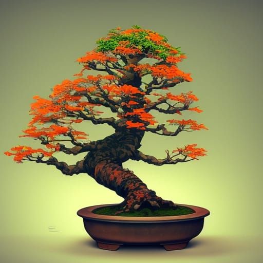 Ornate Bonsai Tree Art in Hyperdetailed Style