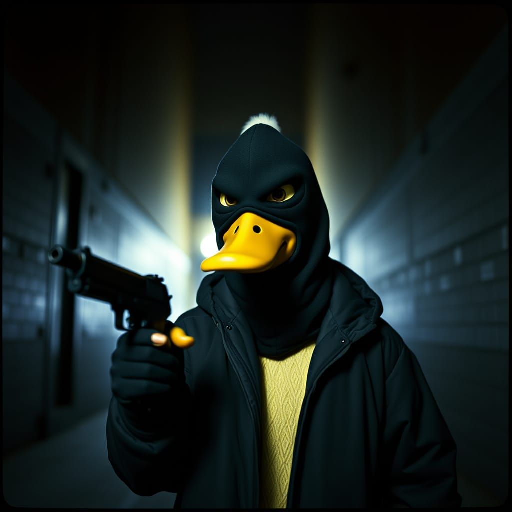 Duck in the Hood: Cinematic Film Still