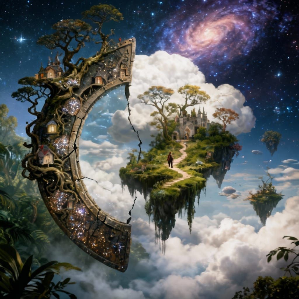 Surreal Stargate Shield with Cosmic Dreamscape
