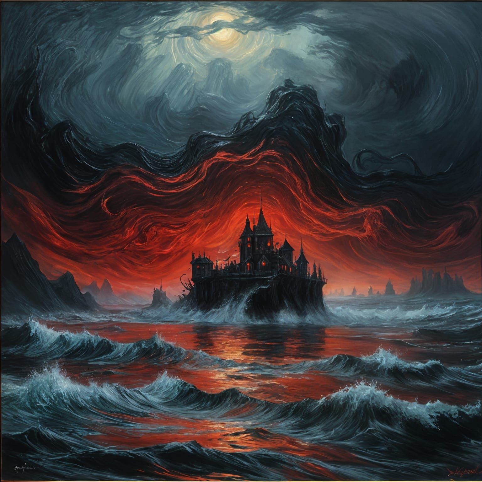 Monet-Inspired Nightmare Landscape with Abstract Monster