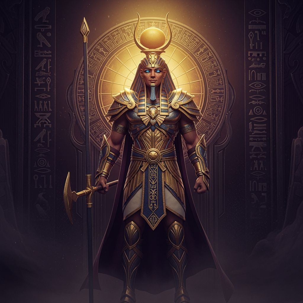 Horus, Egyptian God, in Dark Fantasy Style