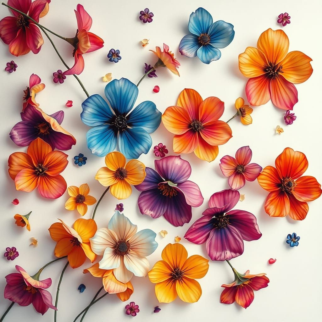 Impressionist-Style Flowers in Vibrant Ombre Hues