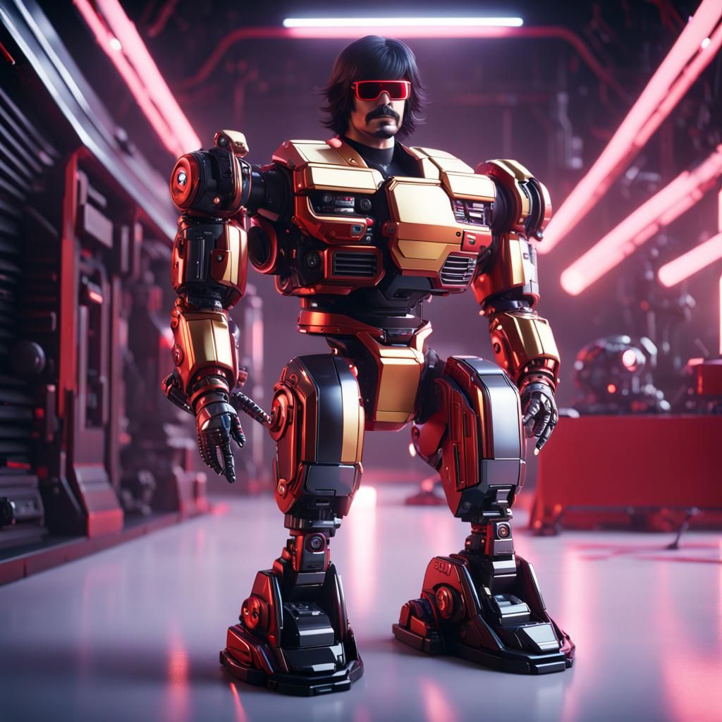 Dr. Disrespect and Robot in Sci-Fi Setting