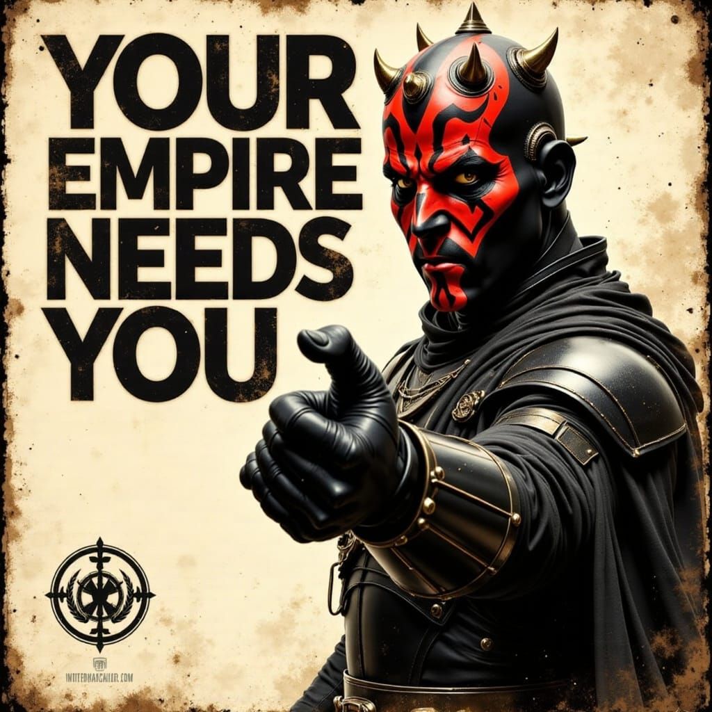 Darth Maul Propaganda Poster in Sepia Tone
