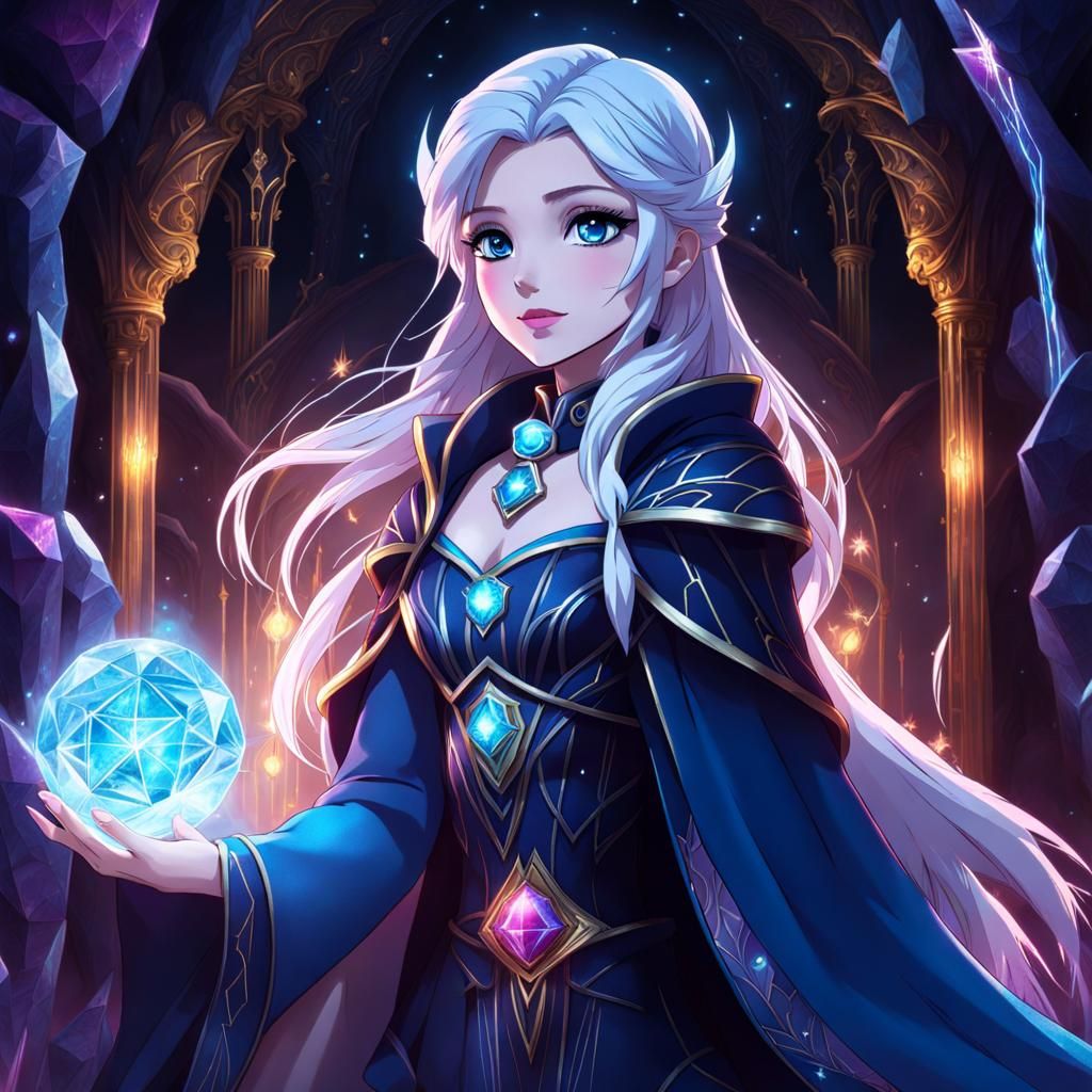 Frozen Sorceress in Crystal Cavern: Anime Style