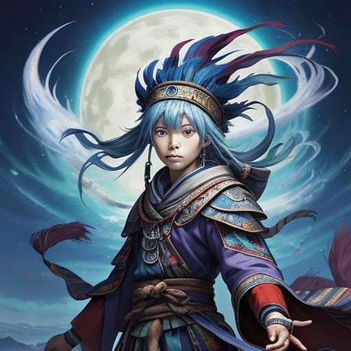 Anime Shaman in Japanese Manga Style