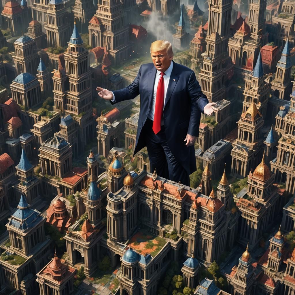 Detailed Matte Painting of Donald Trump
