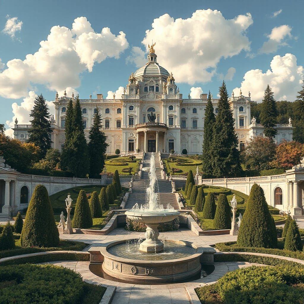 Resplendent Hilltop Palace in Vibrant Colors