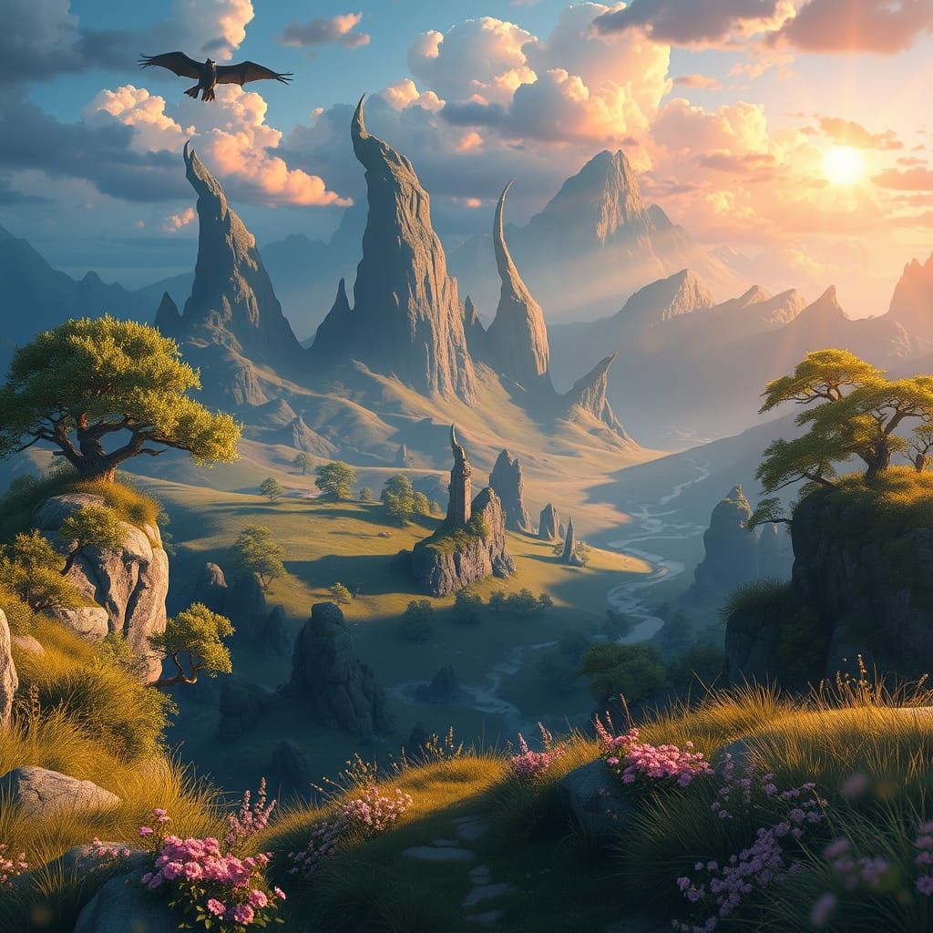 Mystical Landscape Inspired by Studio Ghibli, 8k