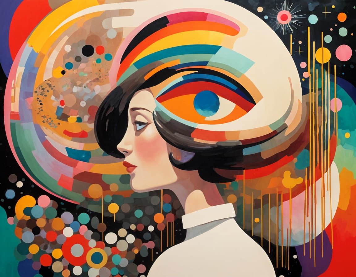 Stargazer: An Oil Painting in Vintage Futurism Style