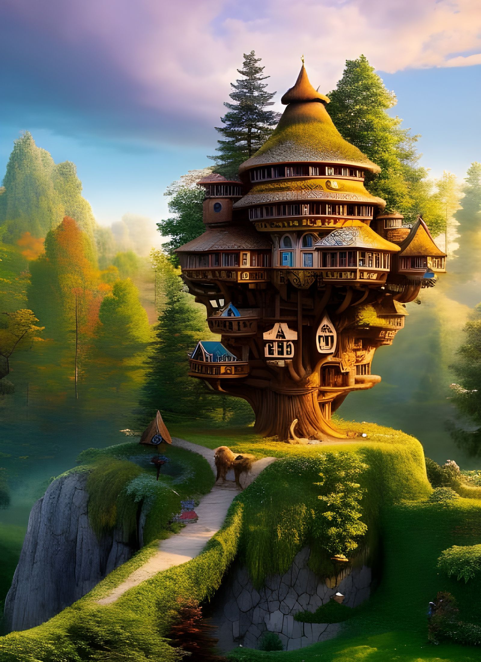 Magical Castle Treehouse in Donut Landscape