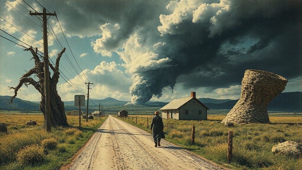 Surreal Tornado Alley Art in Magical Realism Style