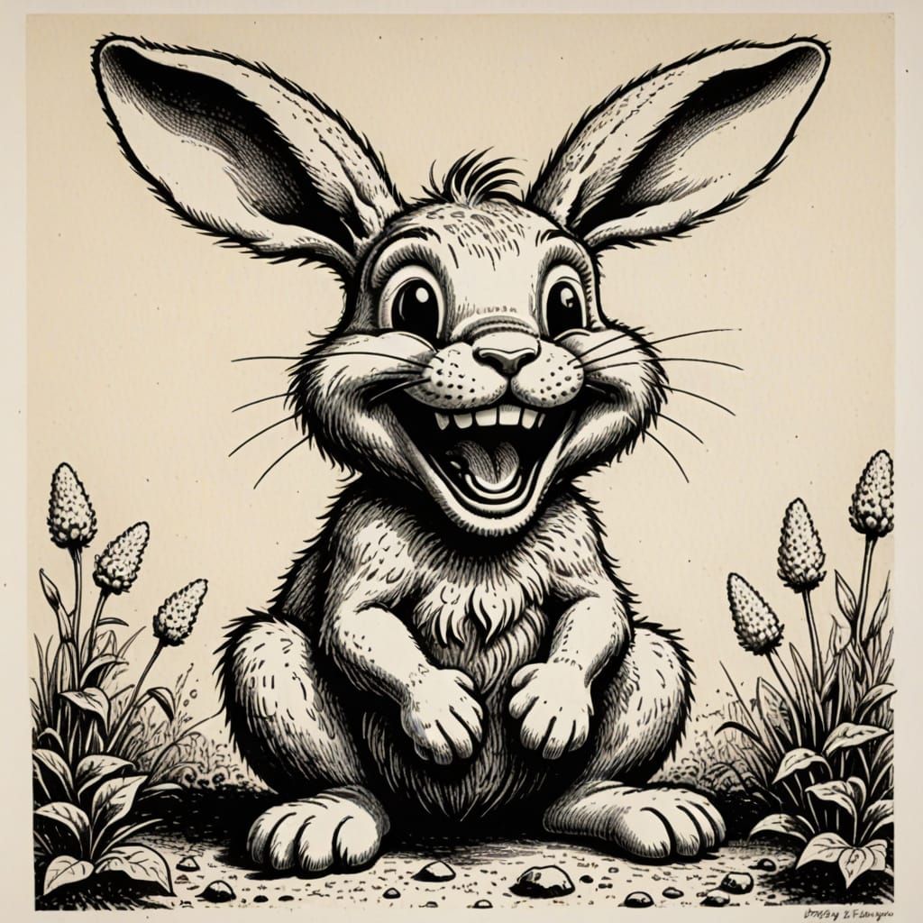 Laughing Bunny in Crumb Style
