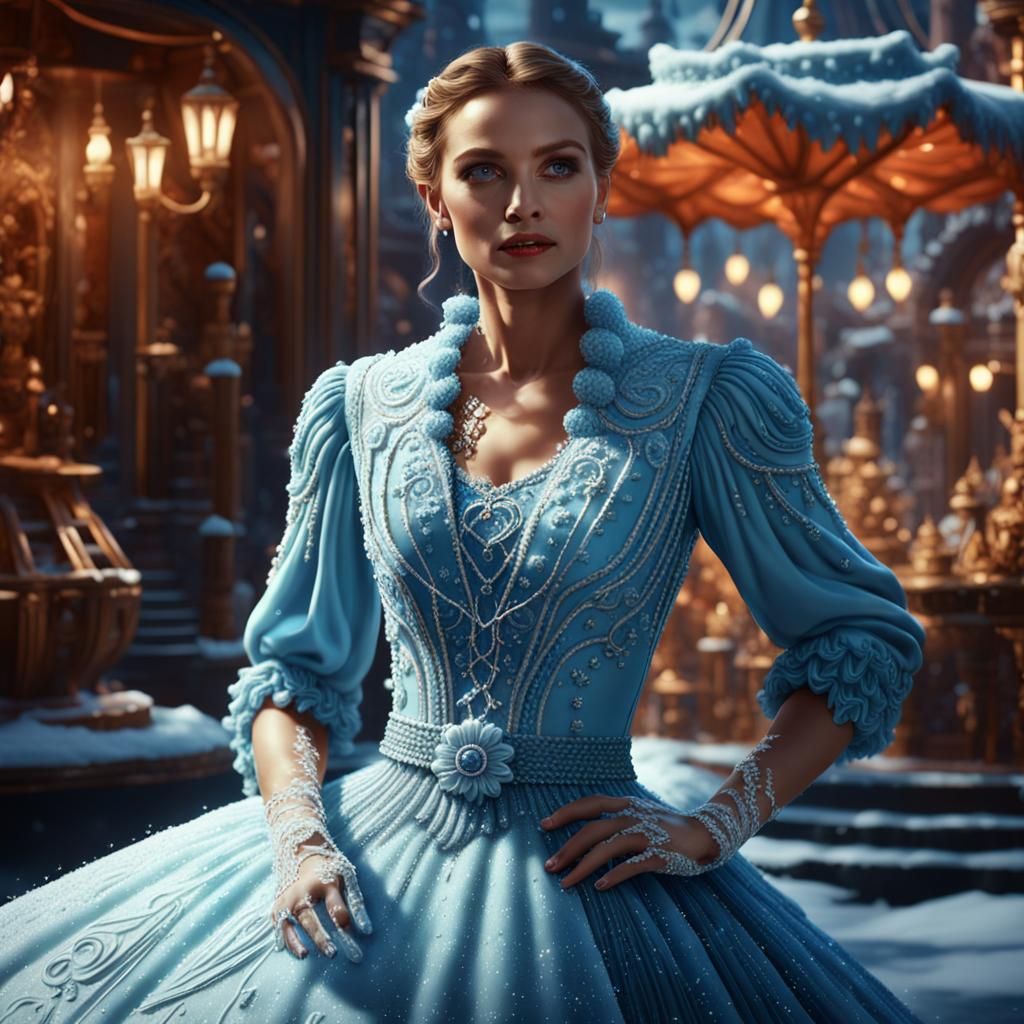 Woman in Spun Sugar Dress: Detailed Fantasy Art