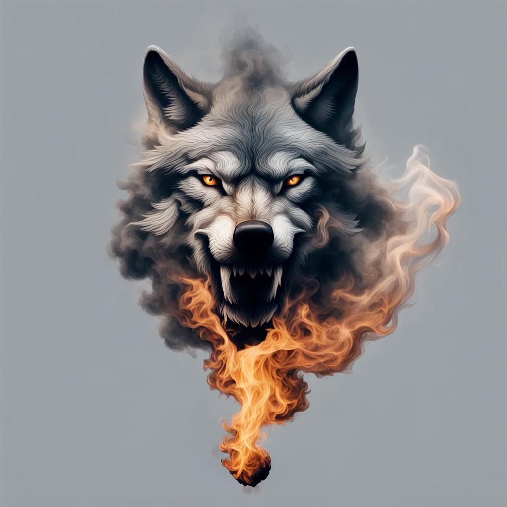 Campfire Smoke Forms a Wolf Head