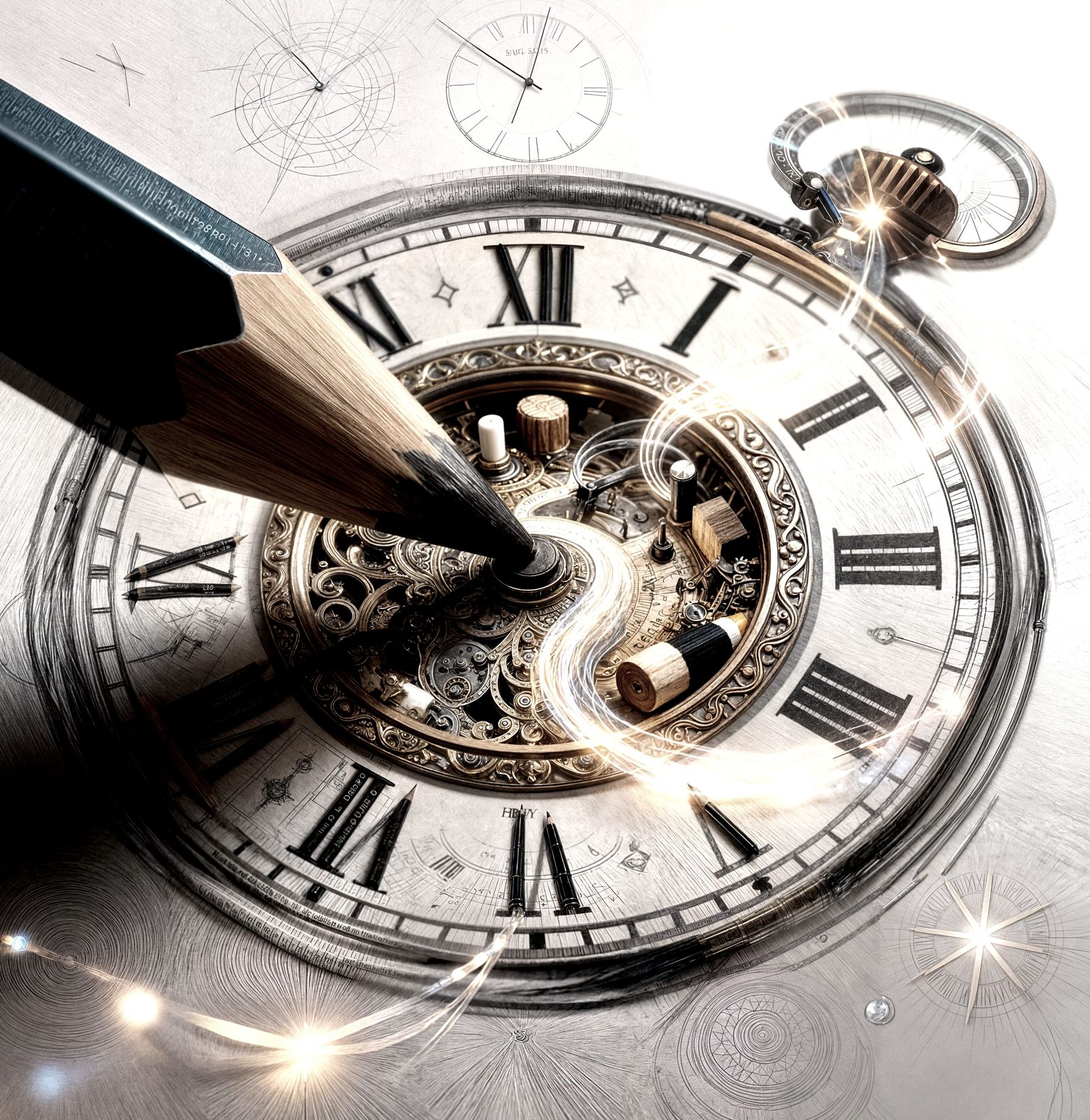 Magical Pencil Draws Clock Showing Its Own Creation in Surre...