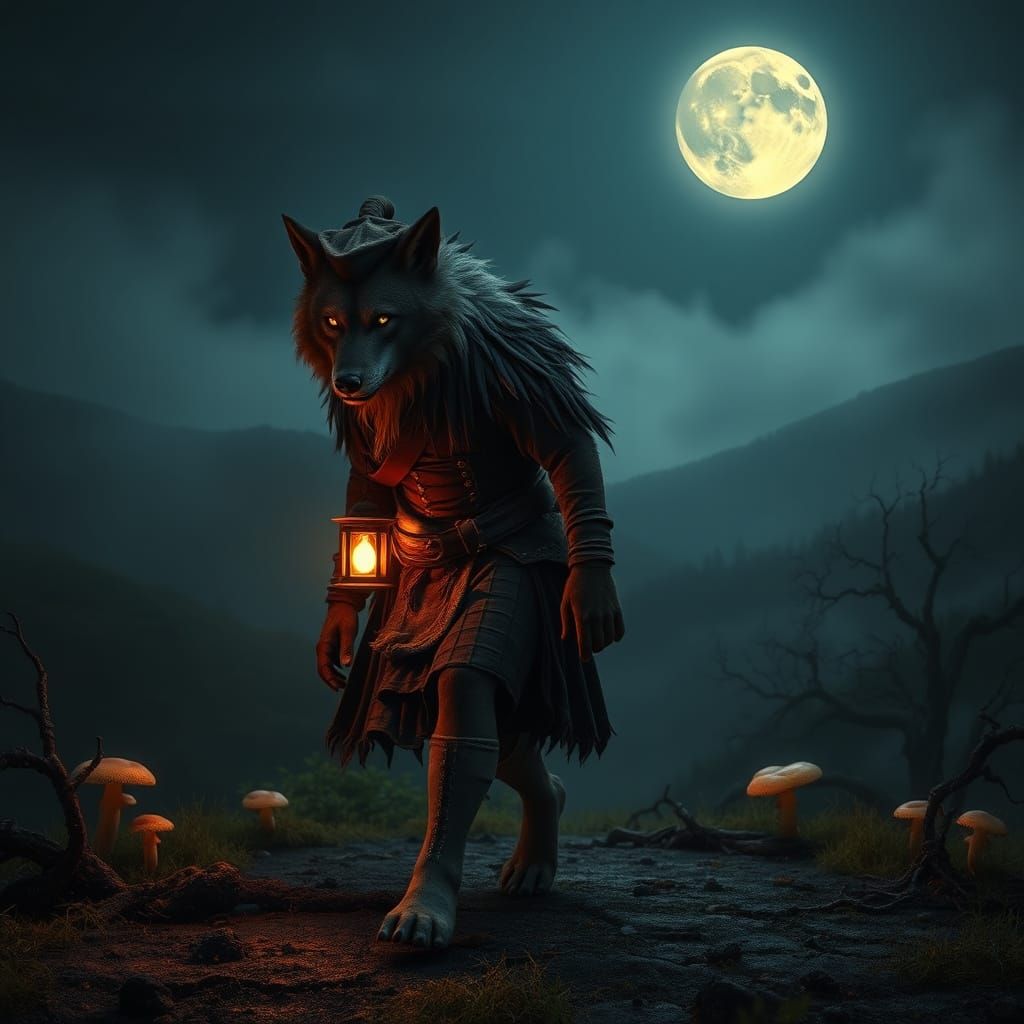 Mystical Wulver of the Scottish Highlands in Tattered Attire