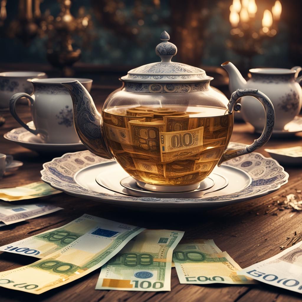 Tea with Euro Notes: Detailed Matte Painting