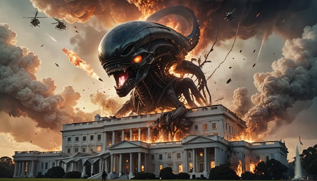 Alien Attack on White House in Cinematic Style