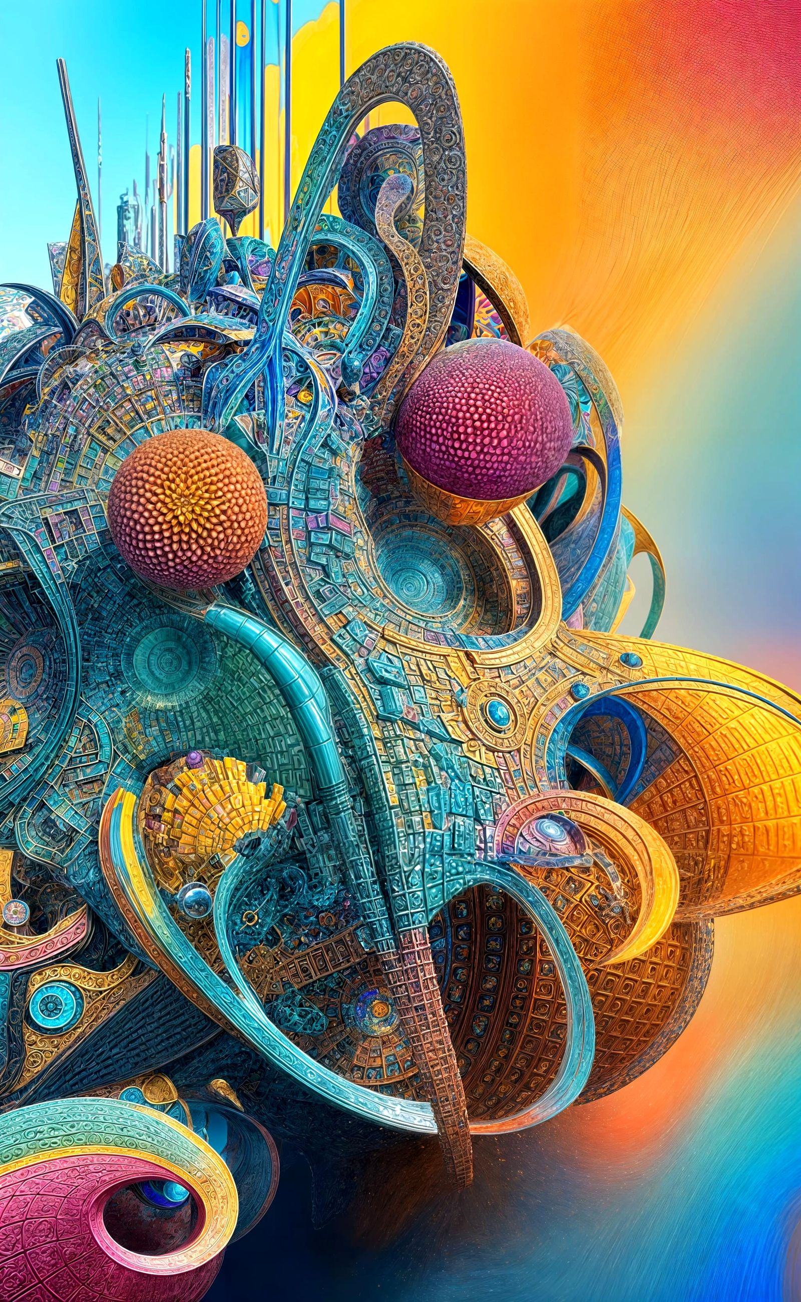 Geometric Abstract Art in Hyperreal Style