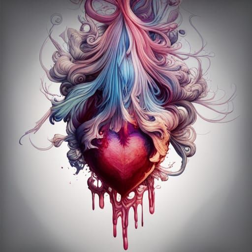 Bleeding Heart in Space: Inkblot Oil Painting