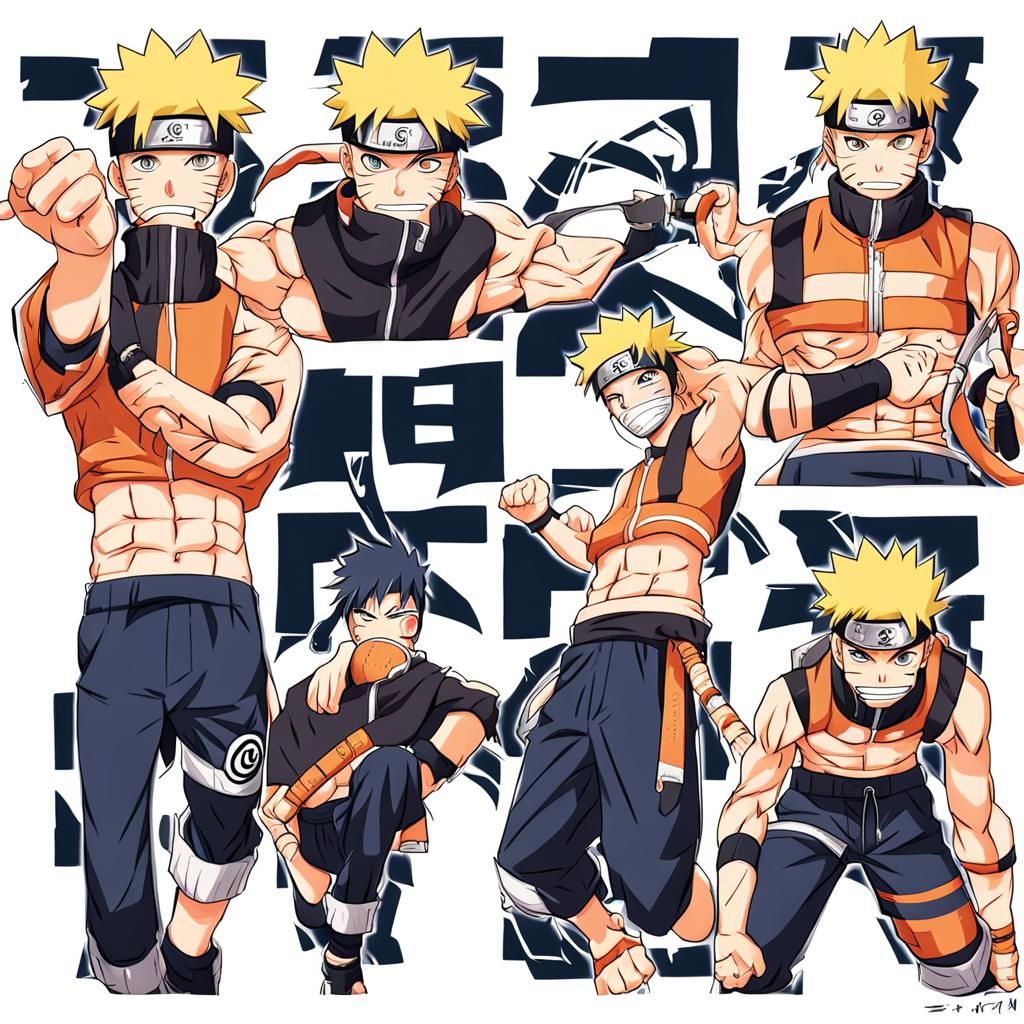 Naruto Six Pack Abs in Anime Style