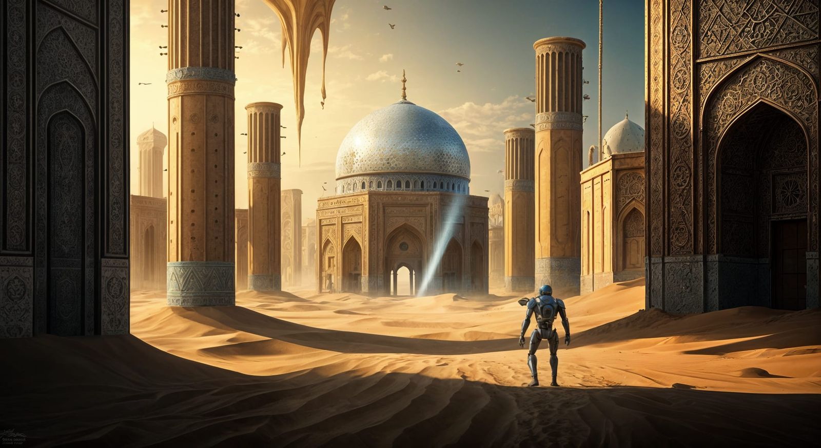 Lost Iranian City in Cyber Desert with Robot