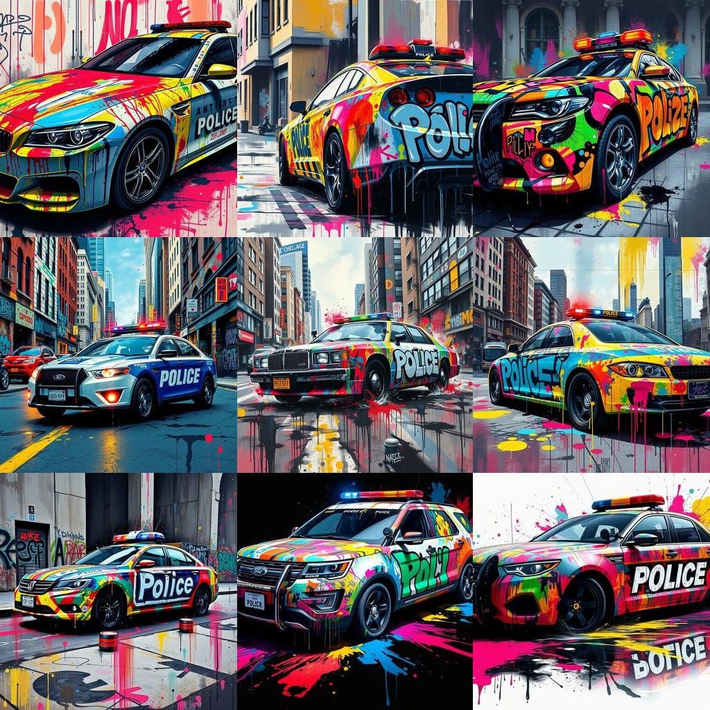 Vibrant Graffiti Police Car