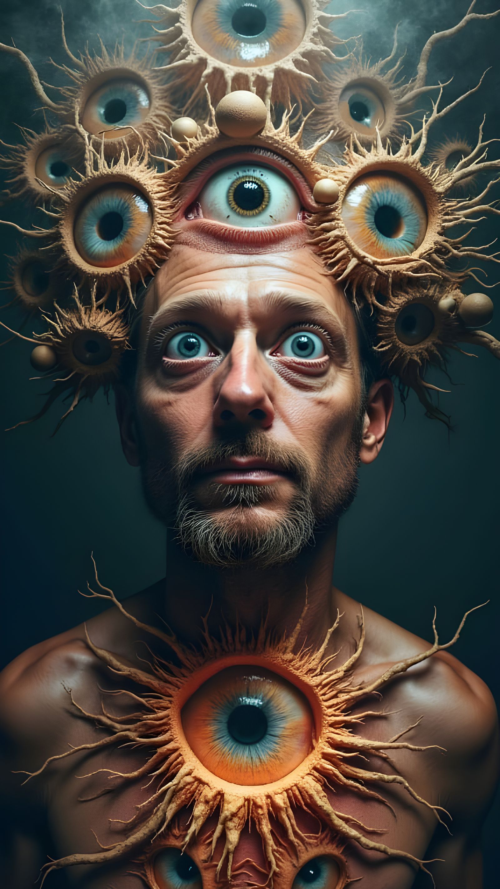 Fractal Faced Man: Dreamscape Double Exposure