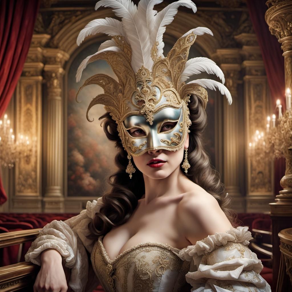 Venetian Opera Masquerade in Vintage Splash Art Style