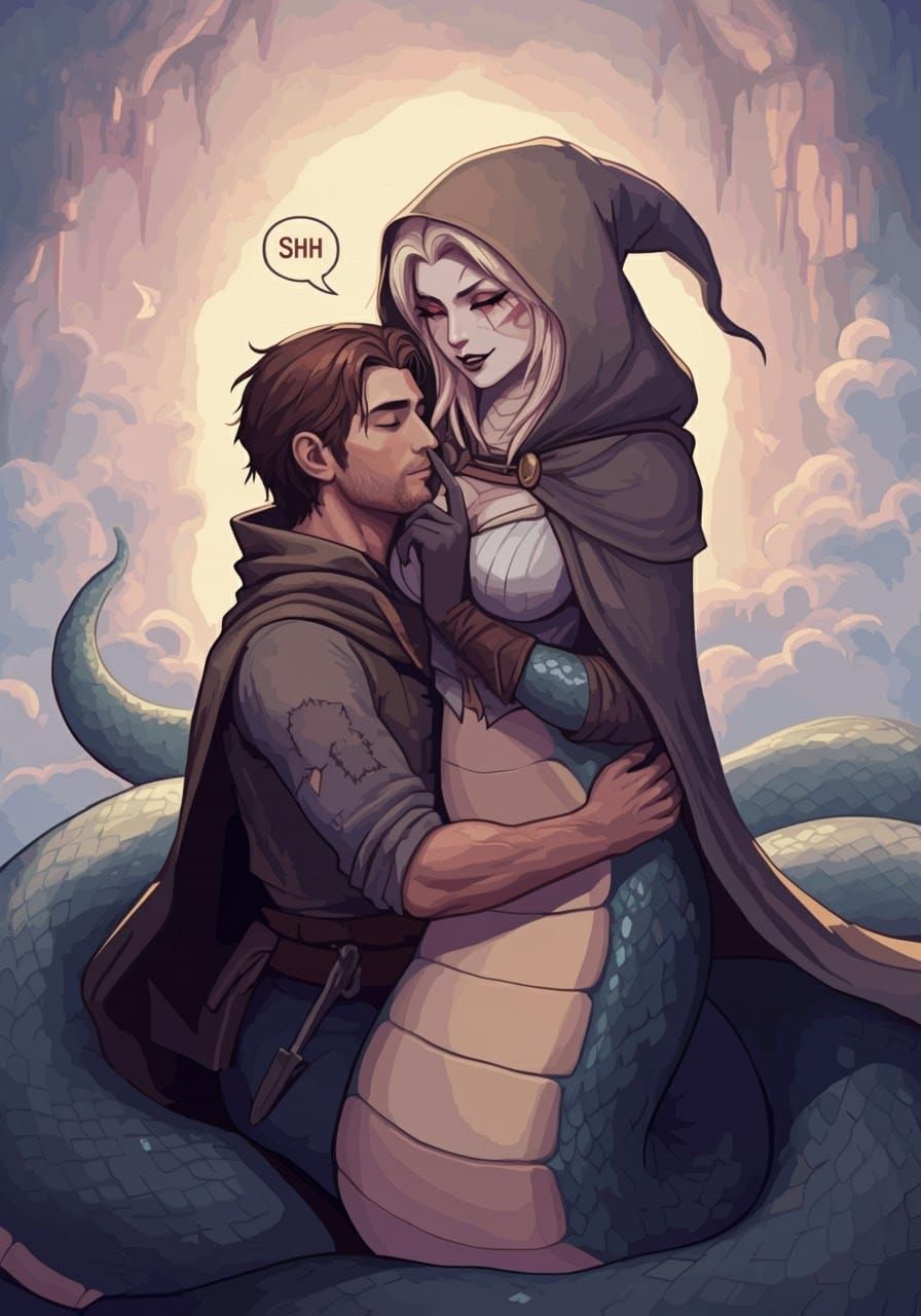 Pixel Art Woman Hugs Man in Ethereal Realm