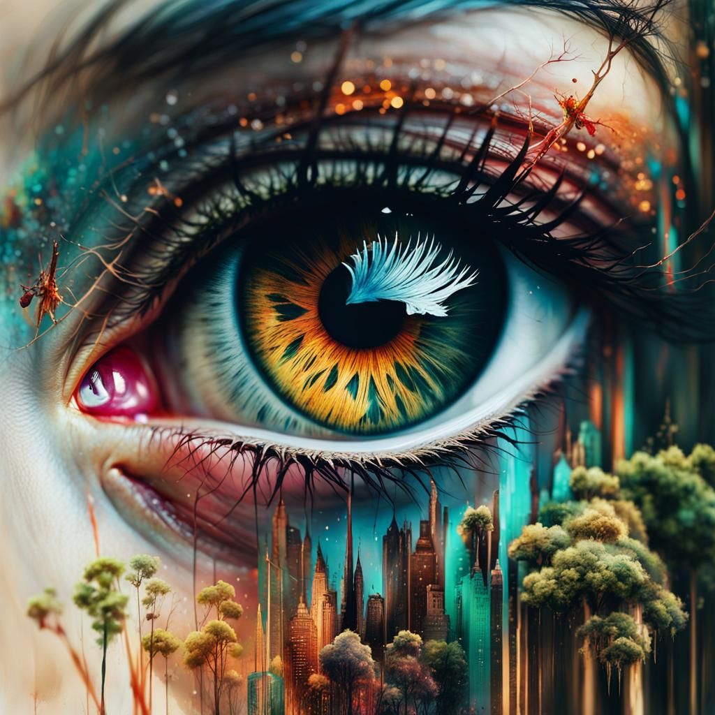 Detailed Eye Digital Matte Painting by Carne Griffiths