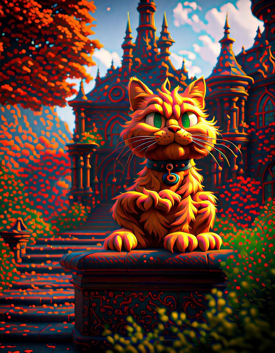 Garfield as Detailed Fantasy Concept Art