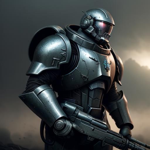 Sci-Fi Space Marine on Alien Planet