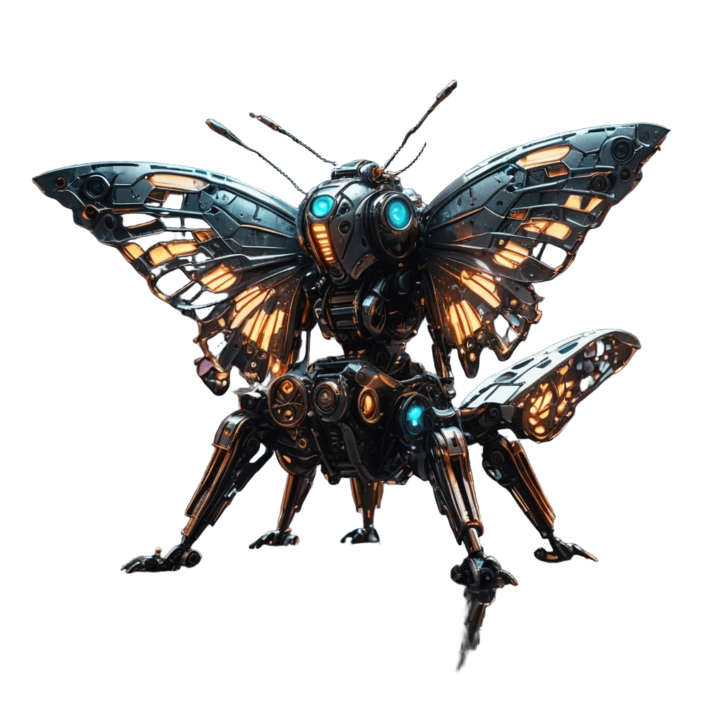 Futuristic Robot Butterfly with Polished Metal Details