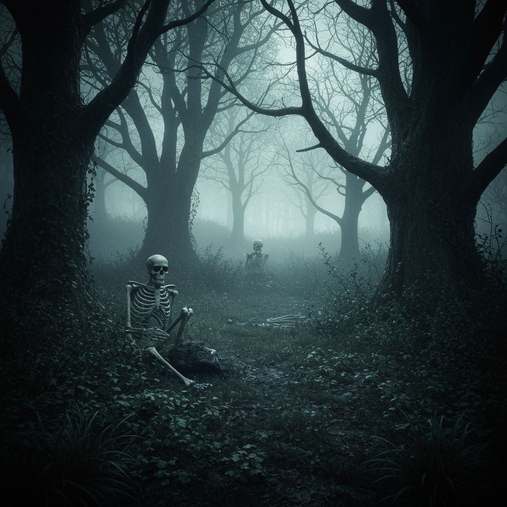 Skeletal Musicians Traverse Decaying Forest in Dark Fantasy ...