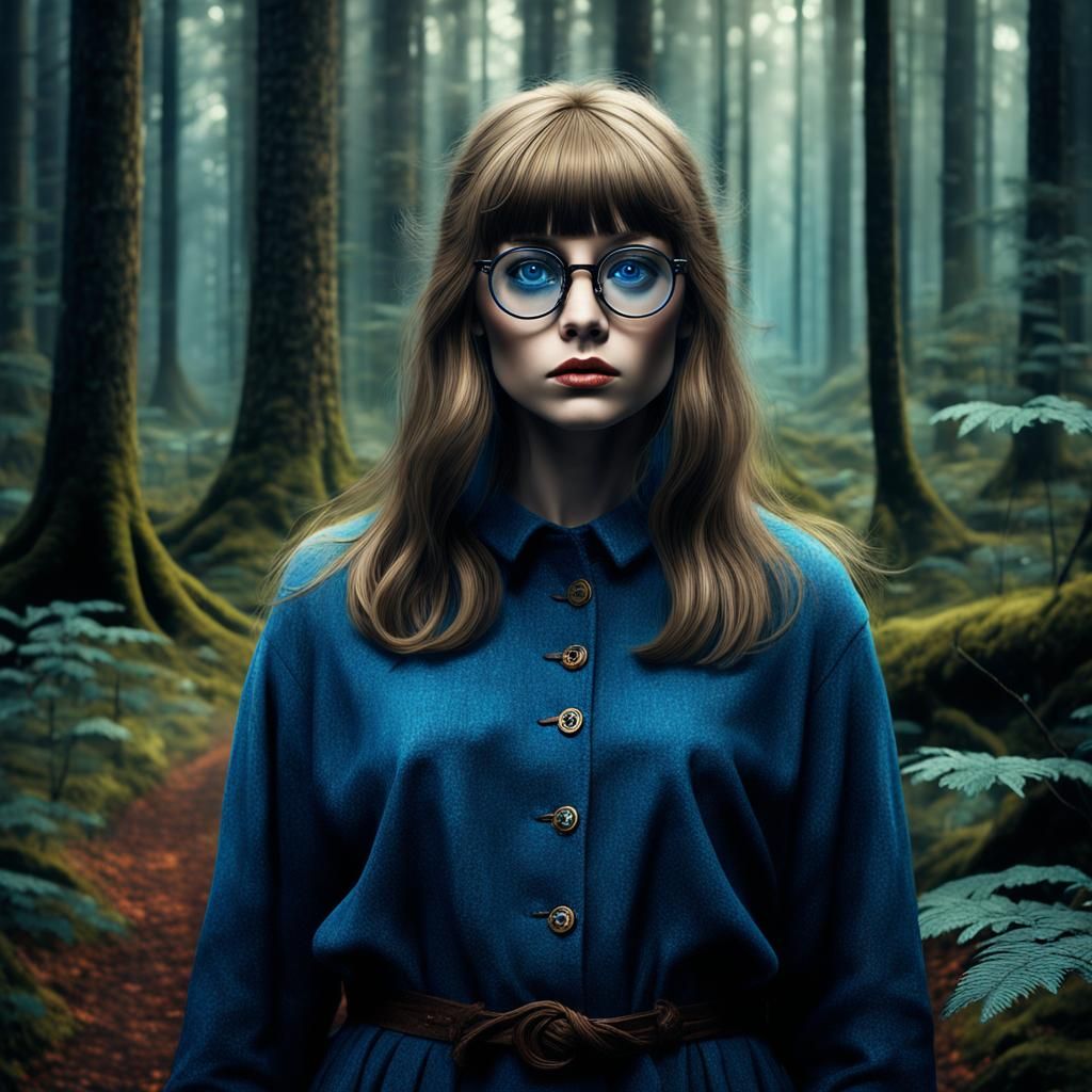 Mystical Woman in Enchanted Forest, Sinister Style