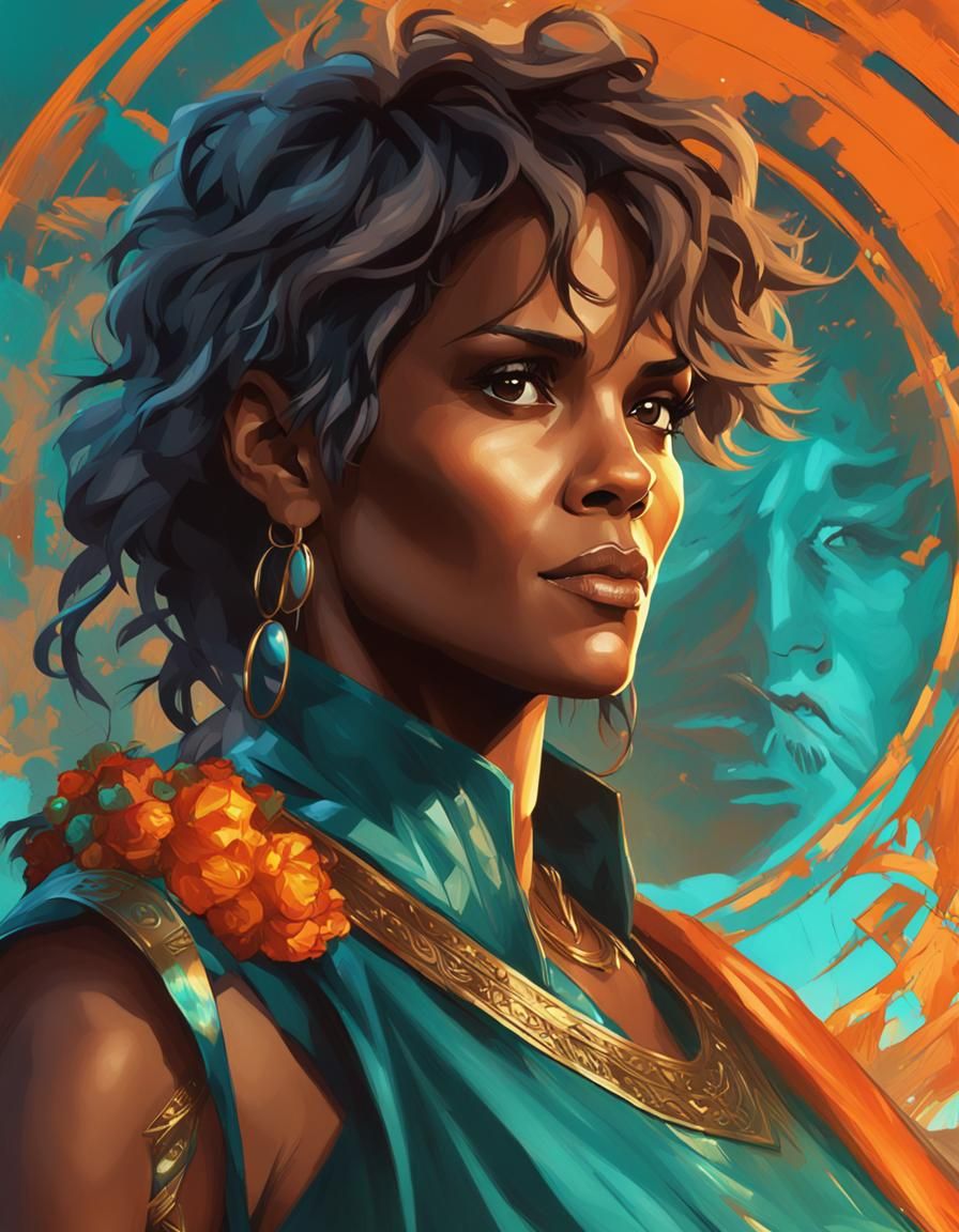 Halle Berry Portrait in Illustrative Style