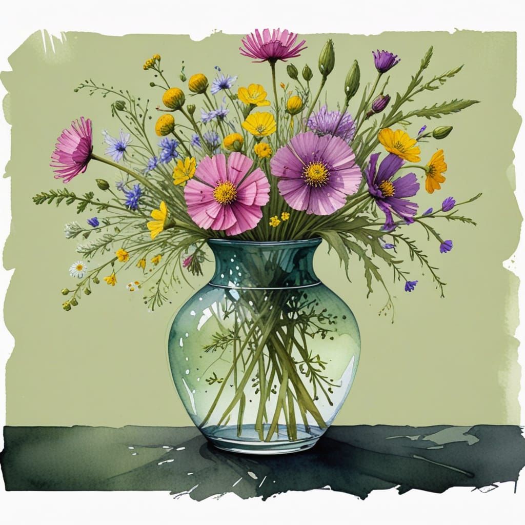 Wildflowers in Stylized Watercolor