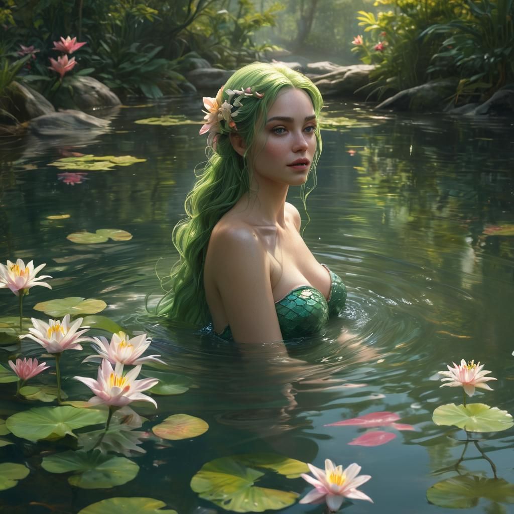 Mermaid in Forest Lake Concept Art