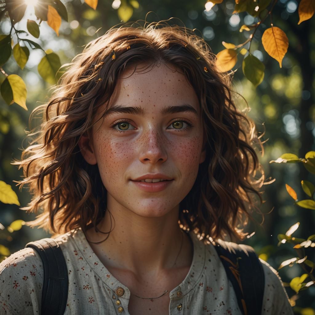 Realistic Portrait of a Girl with Natural Beauty