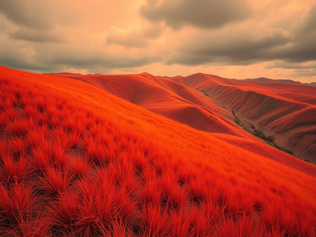 Surreal Hilly Landscape in Triadic Colors