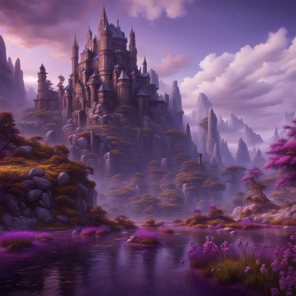 Fantastical Violet Landscape Concept Art